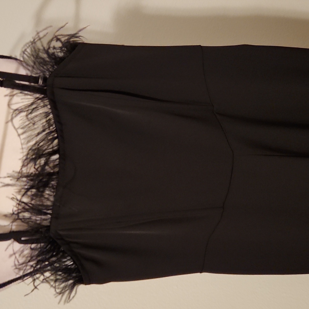 NWT Nicole Miller black jumpsuit with feather top detail - Picture 5 of 7